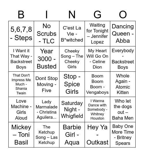 DISCO TUNES! Bingo Card