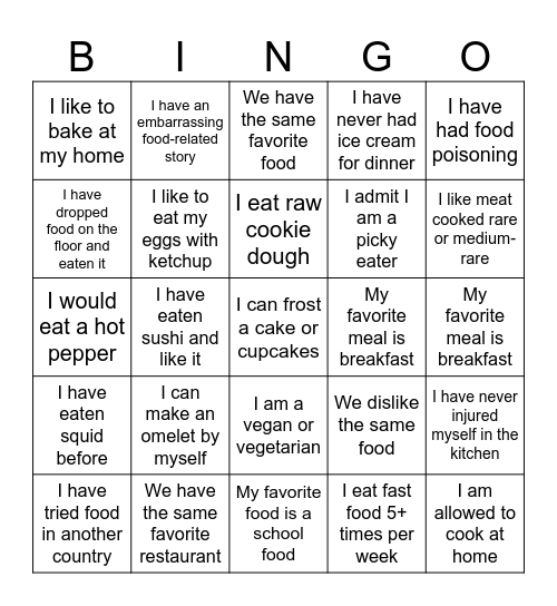 FACS Bingo Card