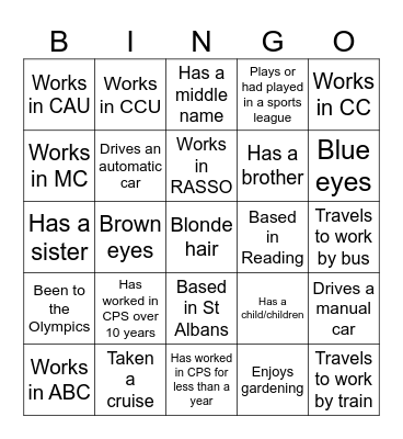 Find someone who...... Bingo Card