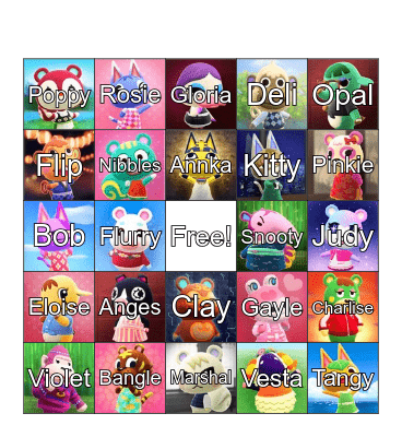 Animal Crossing Bingo Card