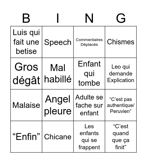 Mariage 8/23 Bingo Card