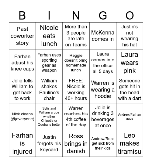 RTM CHICAGO Bingo Card