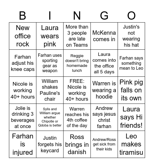 RTM CHICAGO Bingo Card