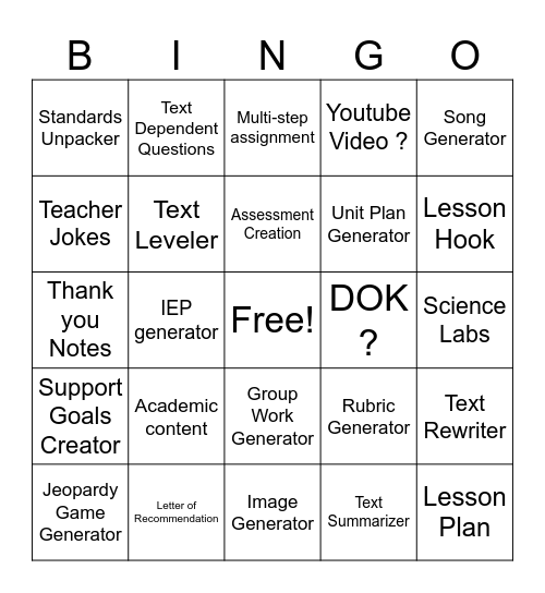Magic School Tools for Teachers PD Bingo Card