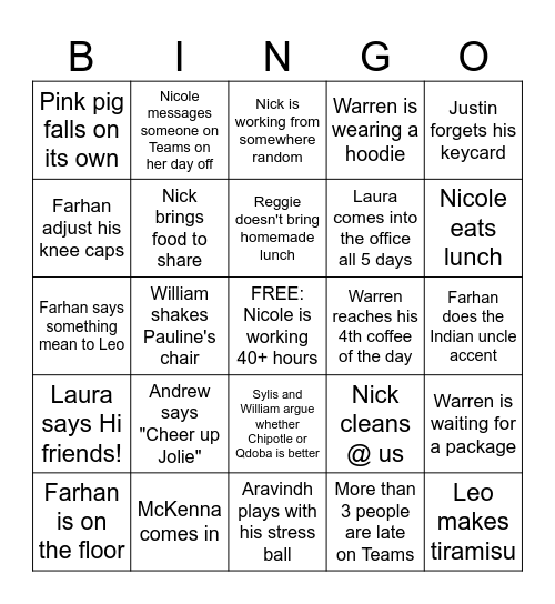 RTM CHICAGO Bingo Card