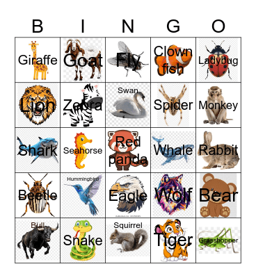 ANIMALS Bingo Card