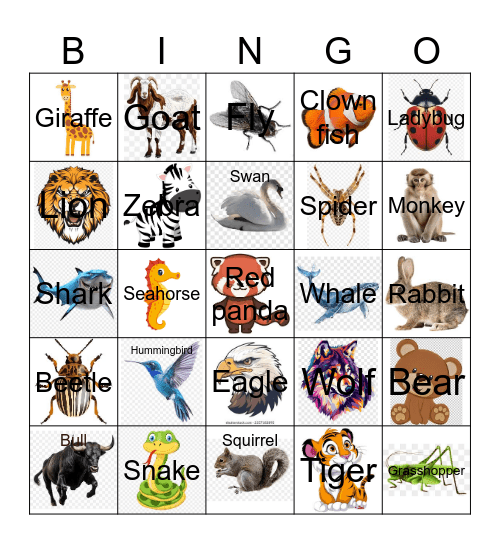 ANIMALS Bingo Card