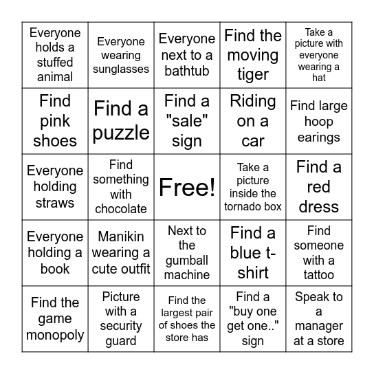 Scavenger Hunt Bingo Card