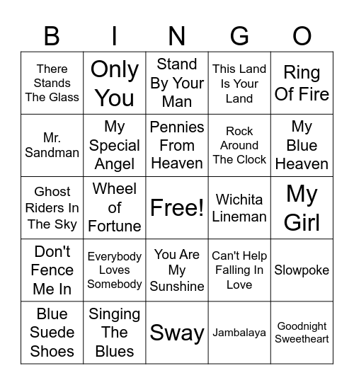 Music Bingo Card