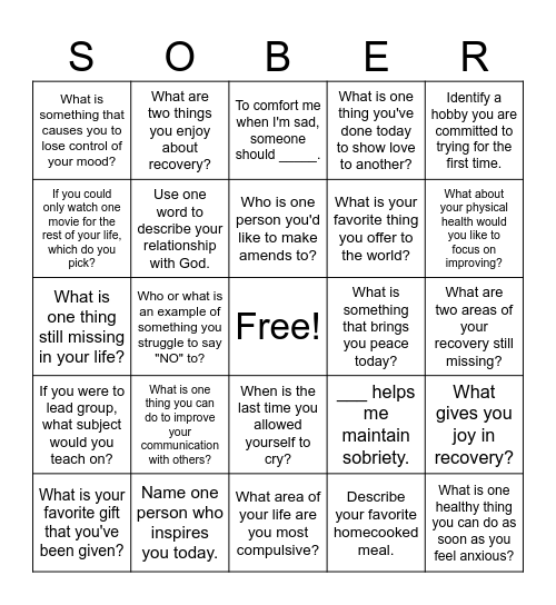 SUBSTANCE ABUSE Bingo Card