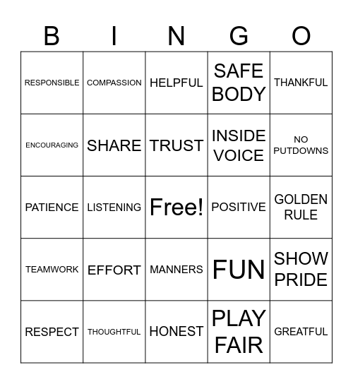 Arch Bingo Card