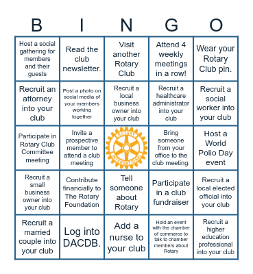 Rotary Engagement Bingo Card