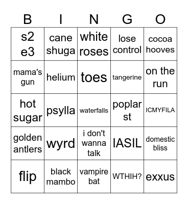 non single fan fave glass animals songs Bingo Card