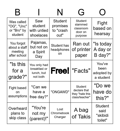 Untitled Bingo Card