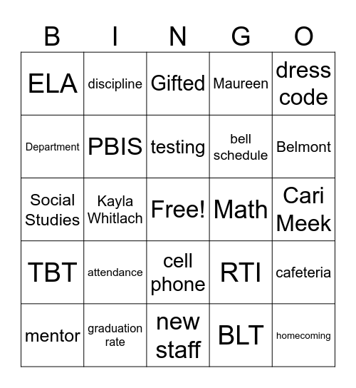 Welcome Back to THS Bingo Card