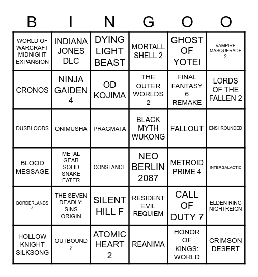 GAMESCOM Bingo Card