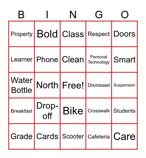 6th Grade Dean Talks Bingo Card