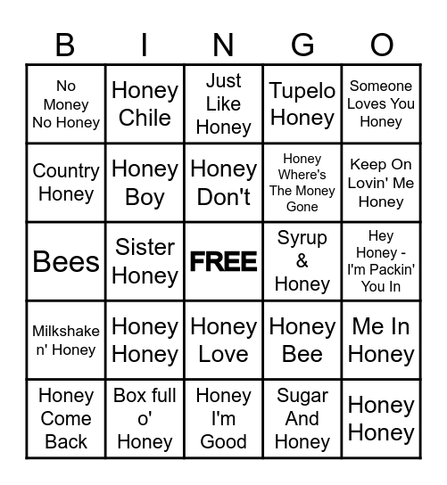 STG HONEY! Bingo Card
