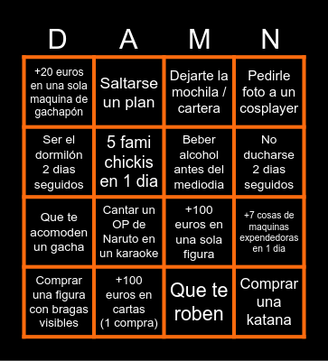 Vergüenza Ajena Bingo Card