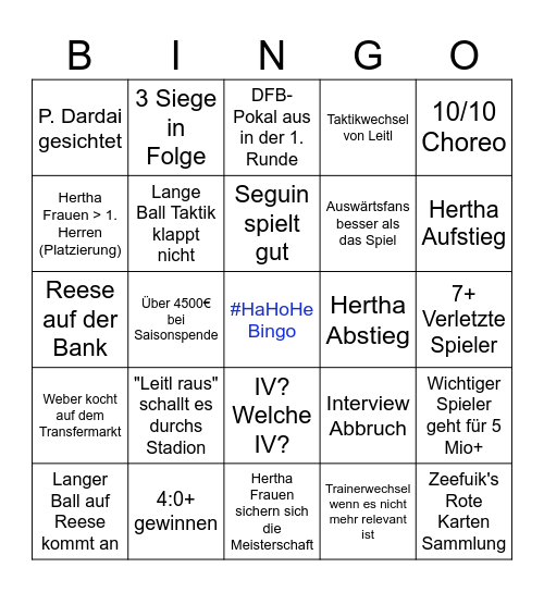Hertha Bingo 2025/26 Bingo Card