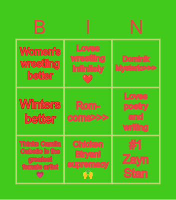 Ricky's bingo Card
