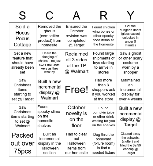 Halloween BINGO Findings!!Built Bingo Card