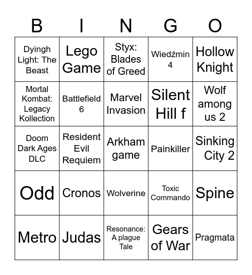GAMESCOM 2025 Bingo Card