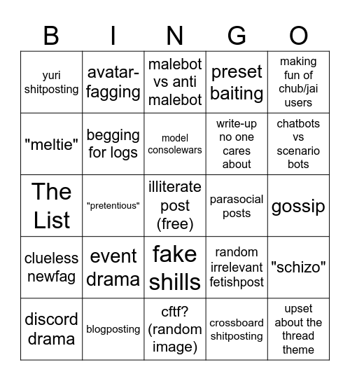 /aicg/ thread Bingo Card