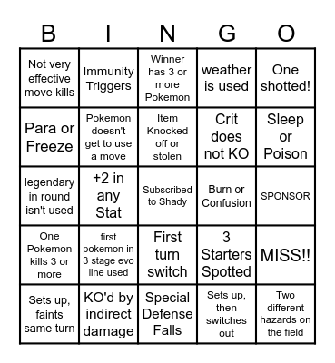 Then we fight bingo Shady small in bug Bingo Card