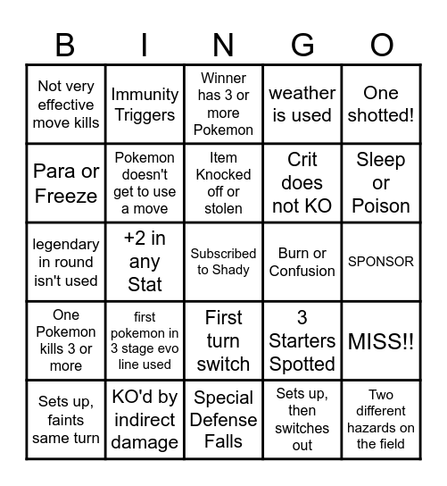 Then we fight bingo Shady small in bug Bingo Card