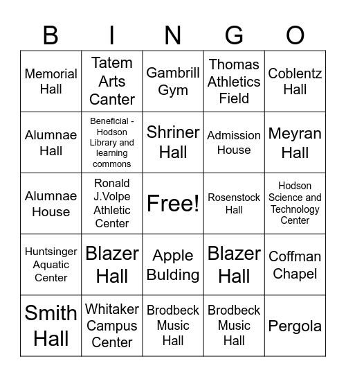 HOOD College Bingo Card