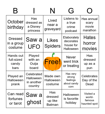 Halloween Bingo Card