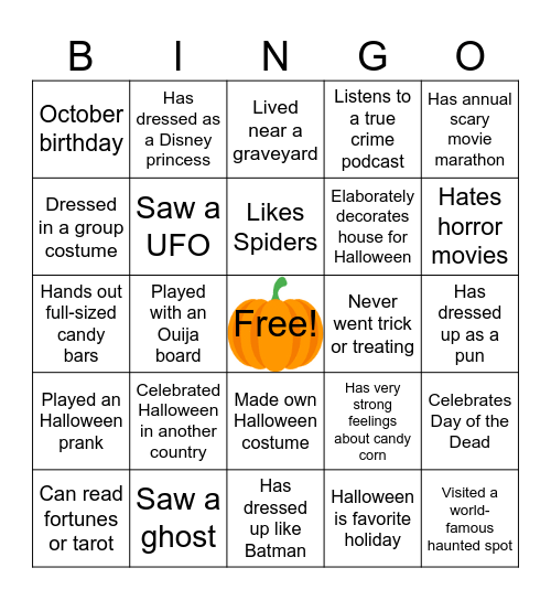 Halloween Bingo Card