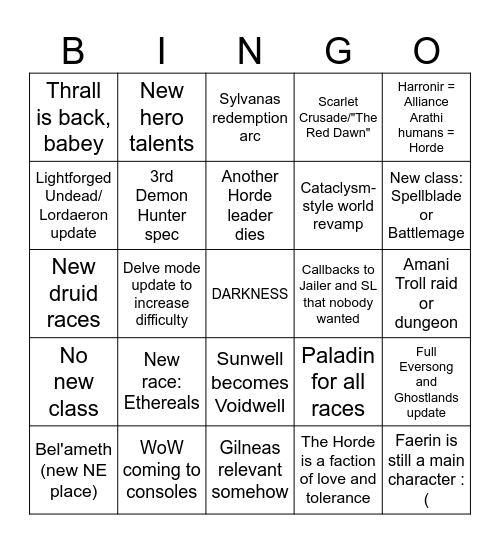Midnight Gamescom Bingo Card