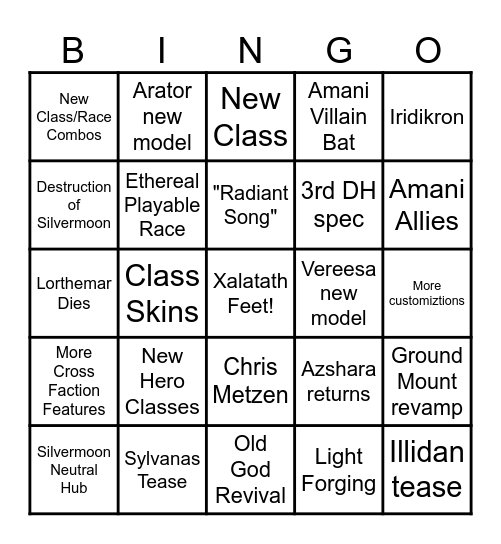Midnight Reveal Bingo Card