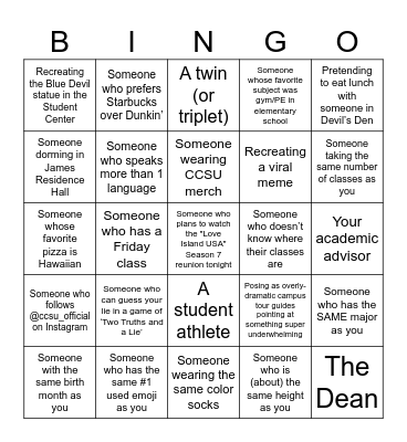 Upload a selfie with someone who... Bingo Card