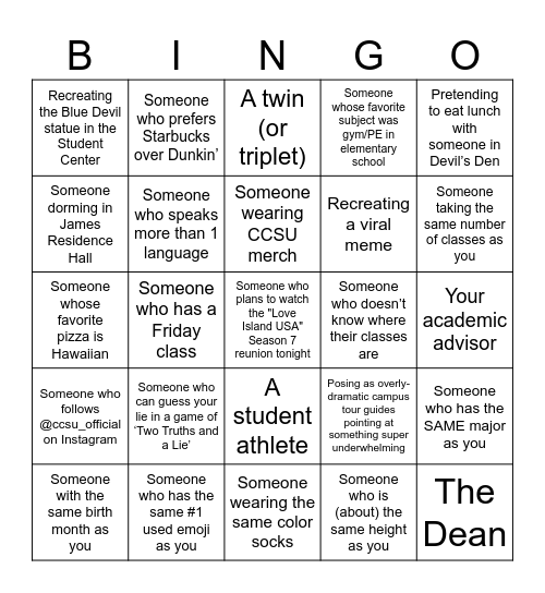 Upload a selfie with someone who... Bingo Card