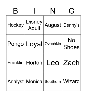 Happy Birthday Zach! Bingo Card