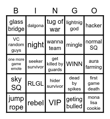 ink game Bingo Card