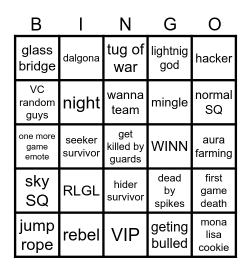 ink game Bingo Card