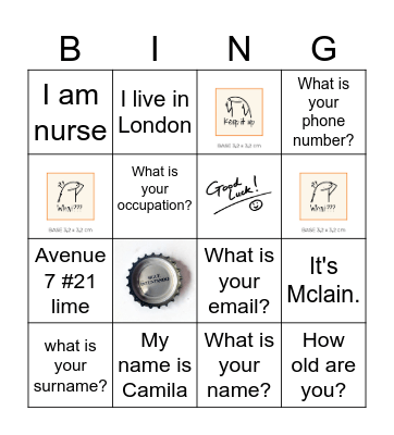 WH QUESTIONS BINGO Card