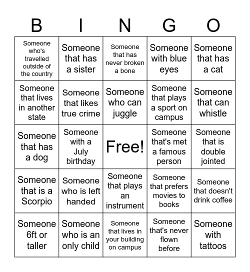 Signature Bingo Card