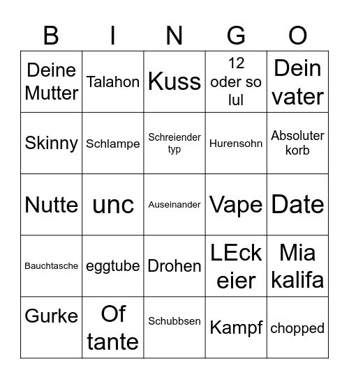 frankfurt tinder Bingo Card