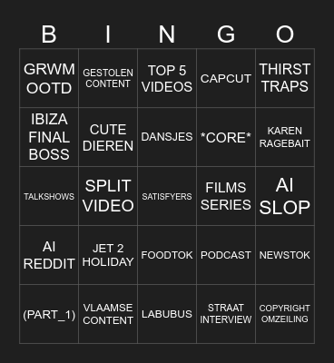 Espe's TikTok Test Bingo Card