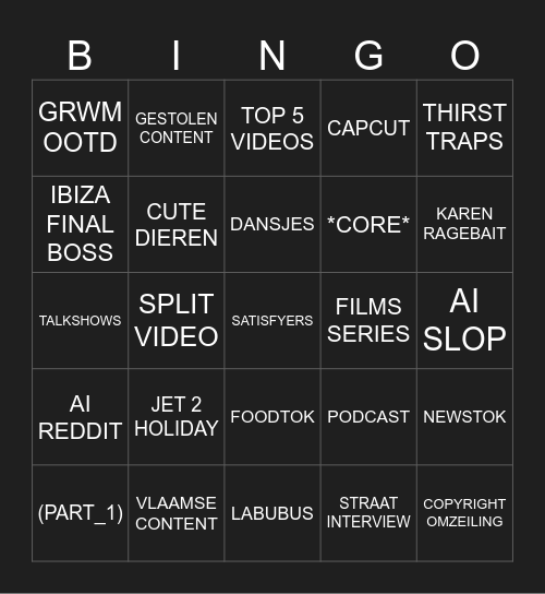 Espe's TikTok Test Bingo Card