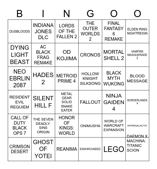 GAMESCOM 2025 Bingo Card
