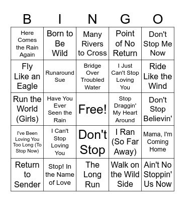 Running Wild: Return to the River Bingo Card