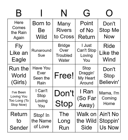 Running Wild: Return to the River Bingo Card