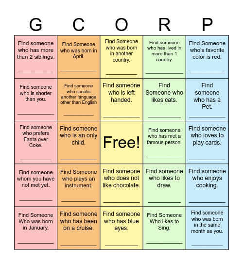 Find Someone Who... Bingo Card