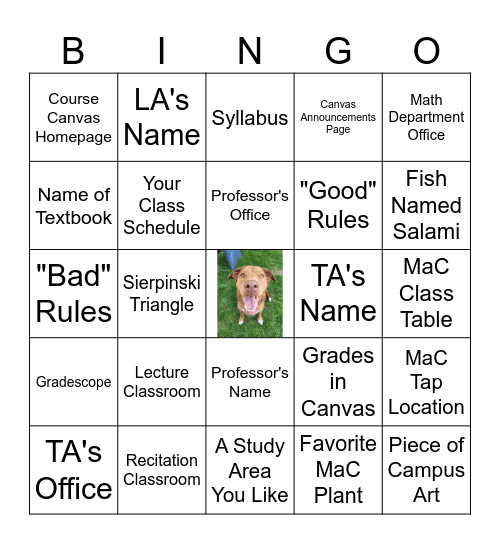 Math Class Bingo! Bingo Card
